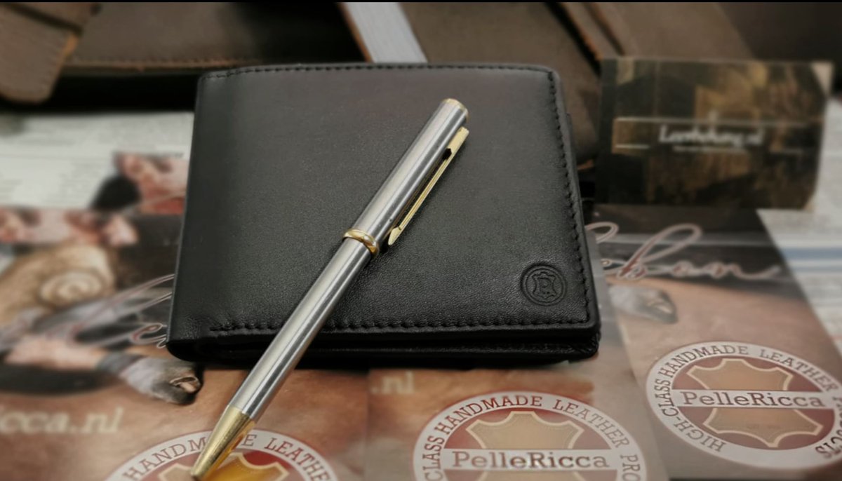 kalfslederen portnemonee, 3 stuks deal - kalfs lederen zwarte beurs , Nosted