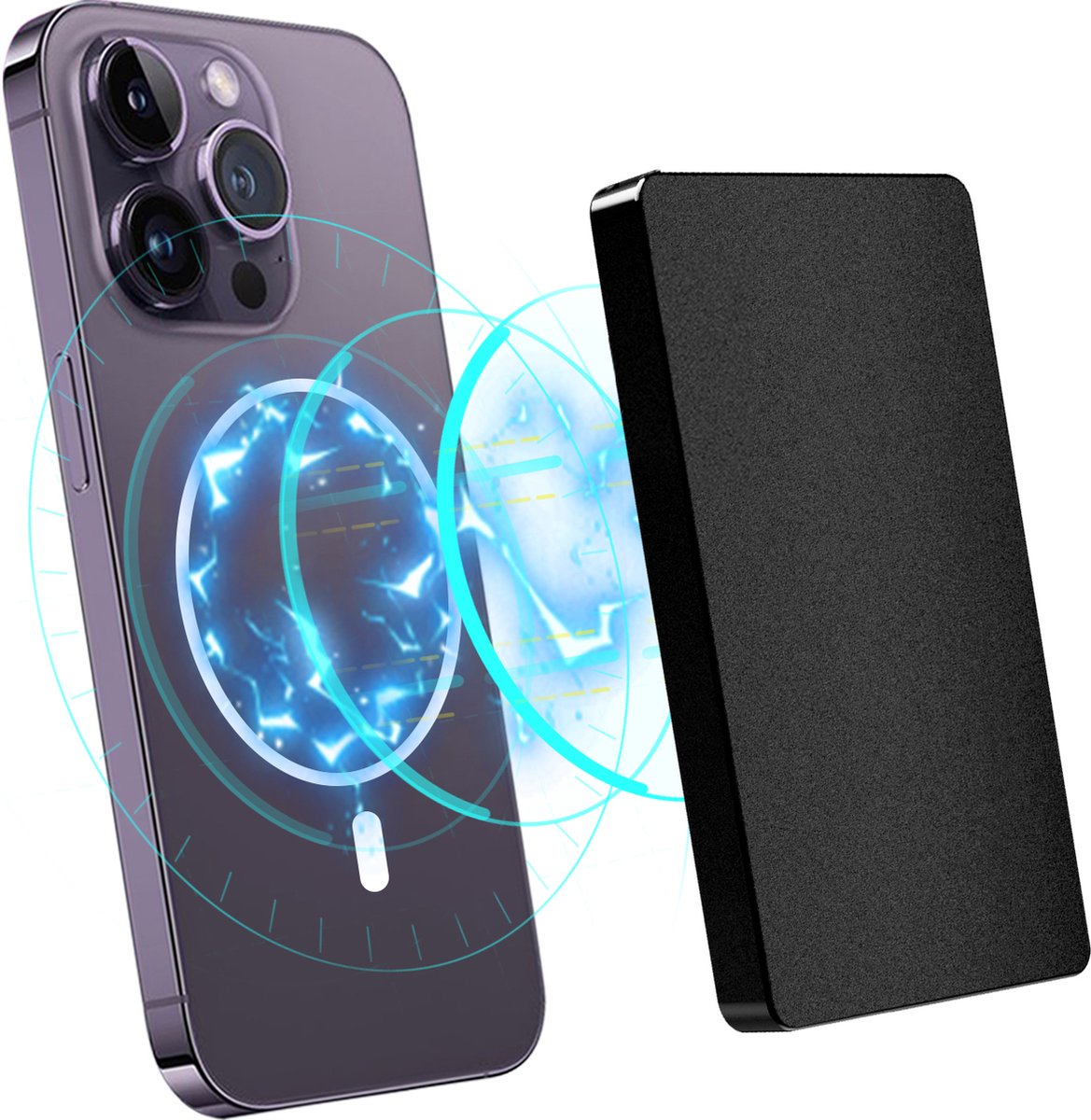 Valenta - Pasjeshouder MagSafe Uitschuifbaar - Zwart