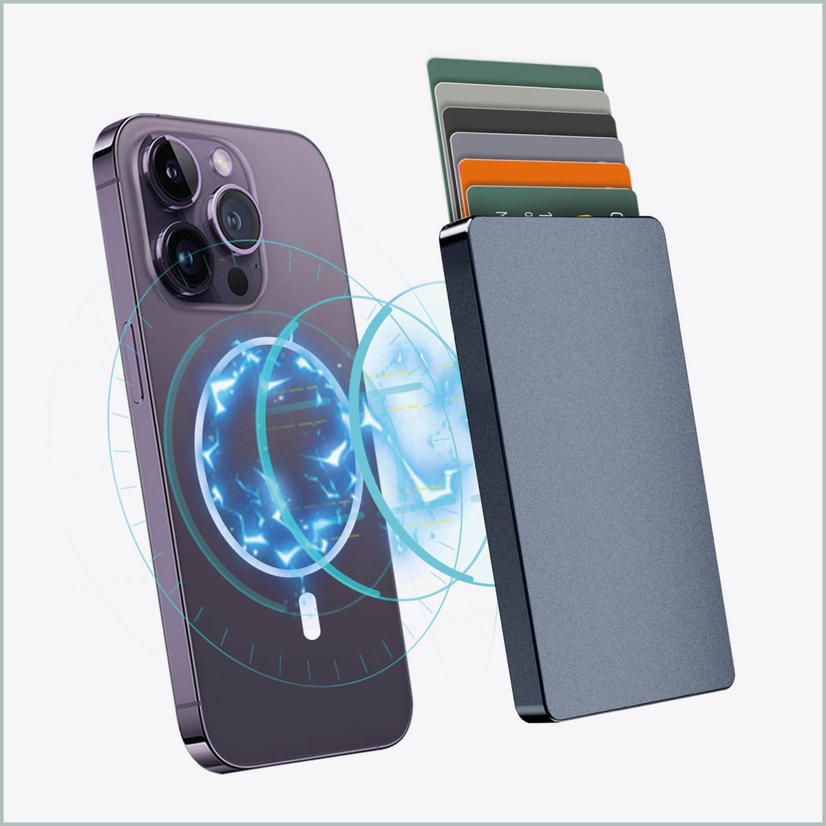 Valenta - Pasjeshouder MagSafe Uitschuifbaar - cool grijs