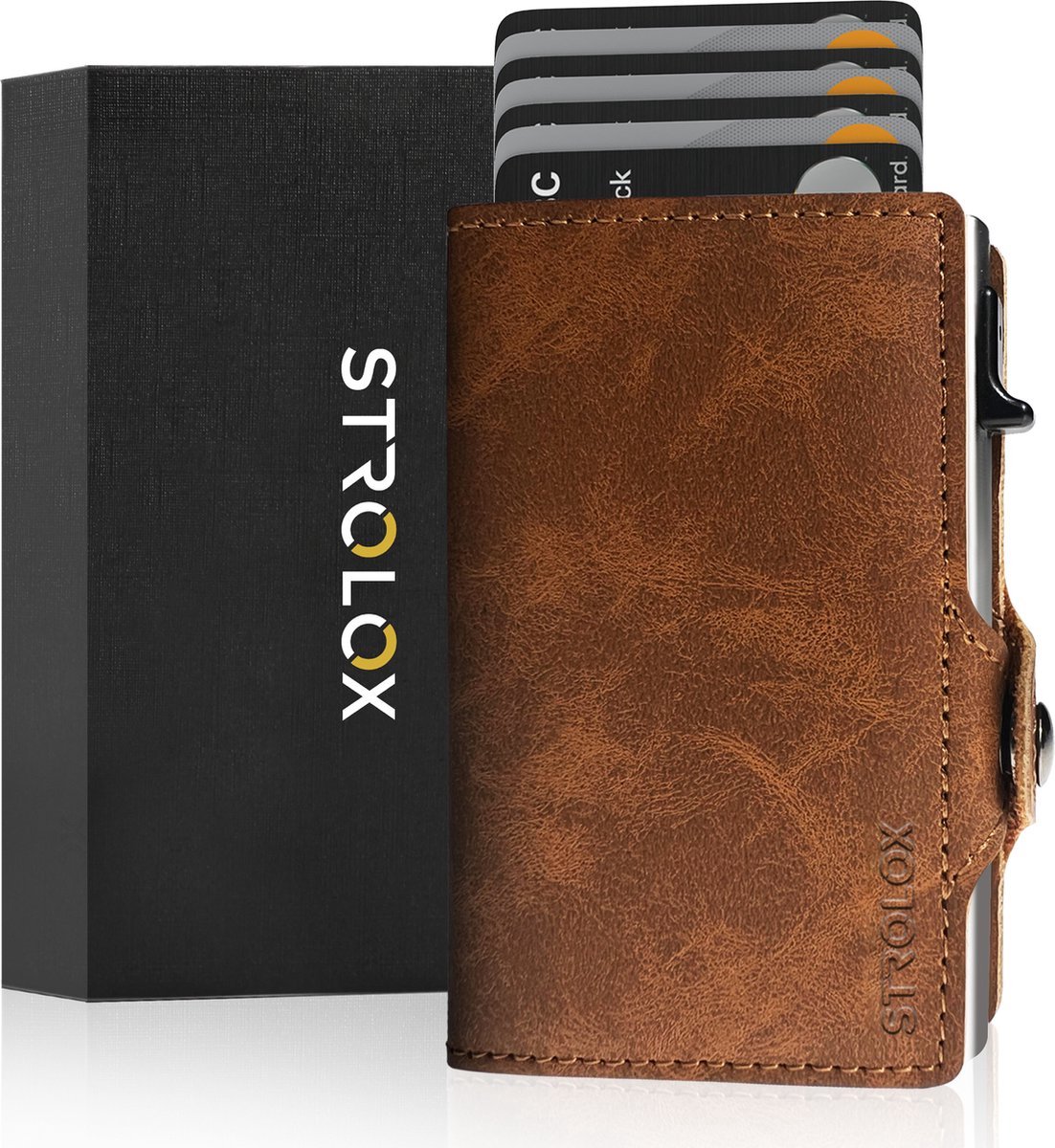 Strolox® Pasjeshouder Luxe Portemonnee Donkerbruin - Creditcardhouder 11 pasjes