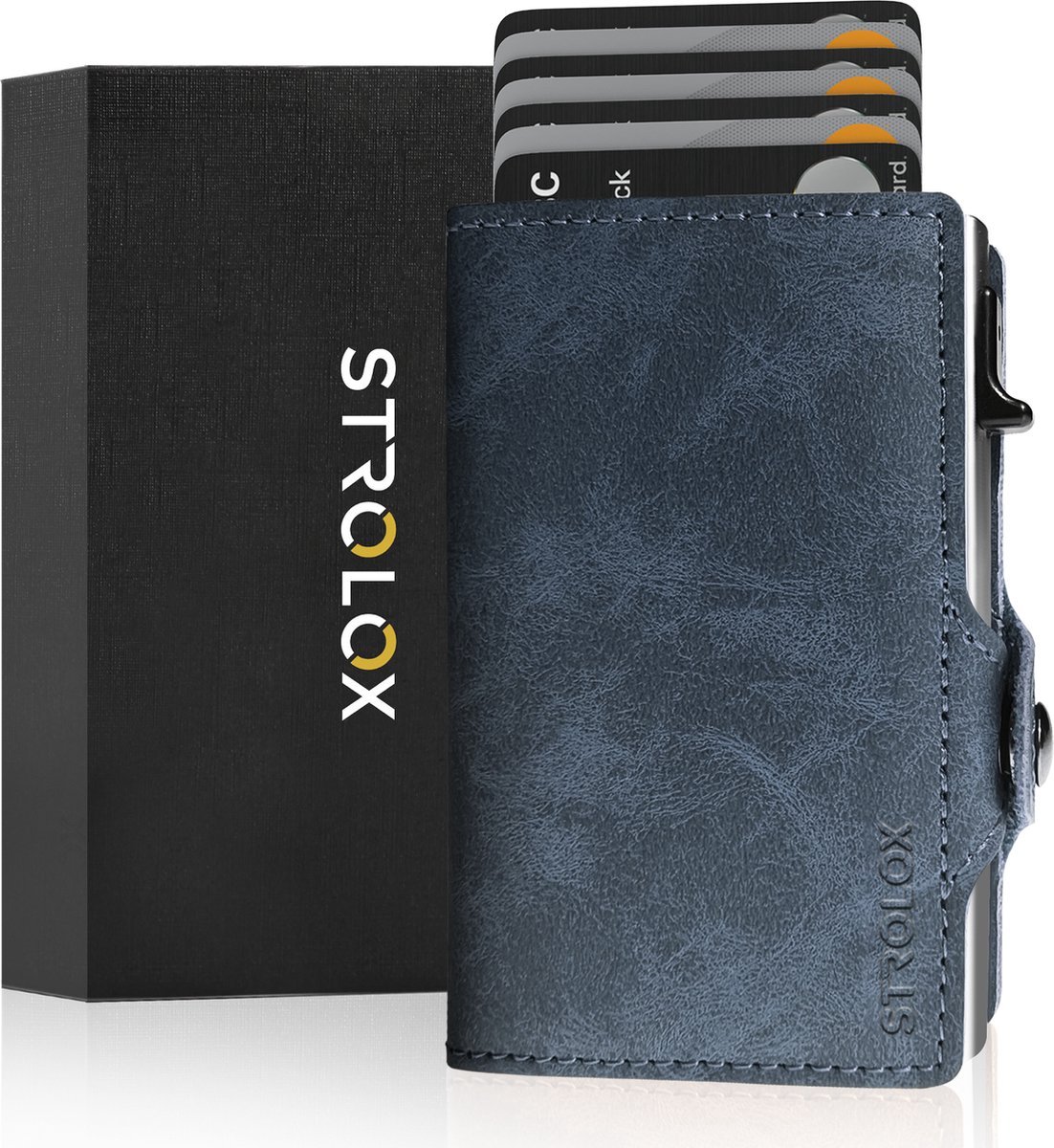 Strolox® Pasjeshouder Luxe Portemonnee Blauw - Creditcardhouder 11 pasjes +