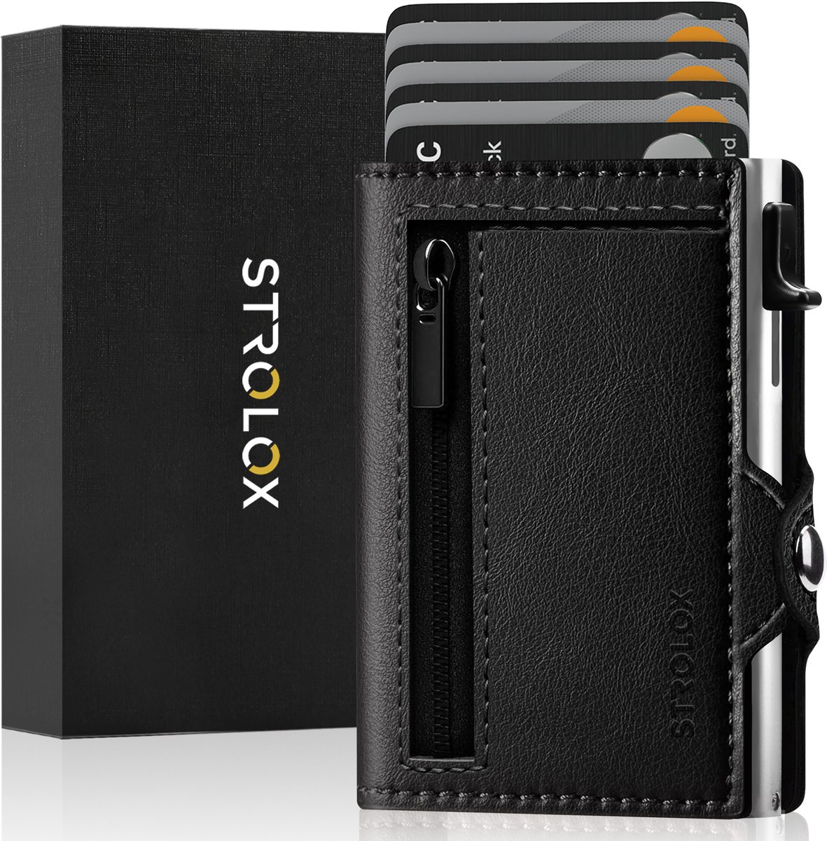Strolox® Pasjeshouder Luxe Portemonnee met Rits Zwart - Creditcardhouder 11