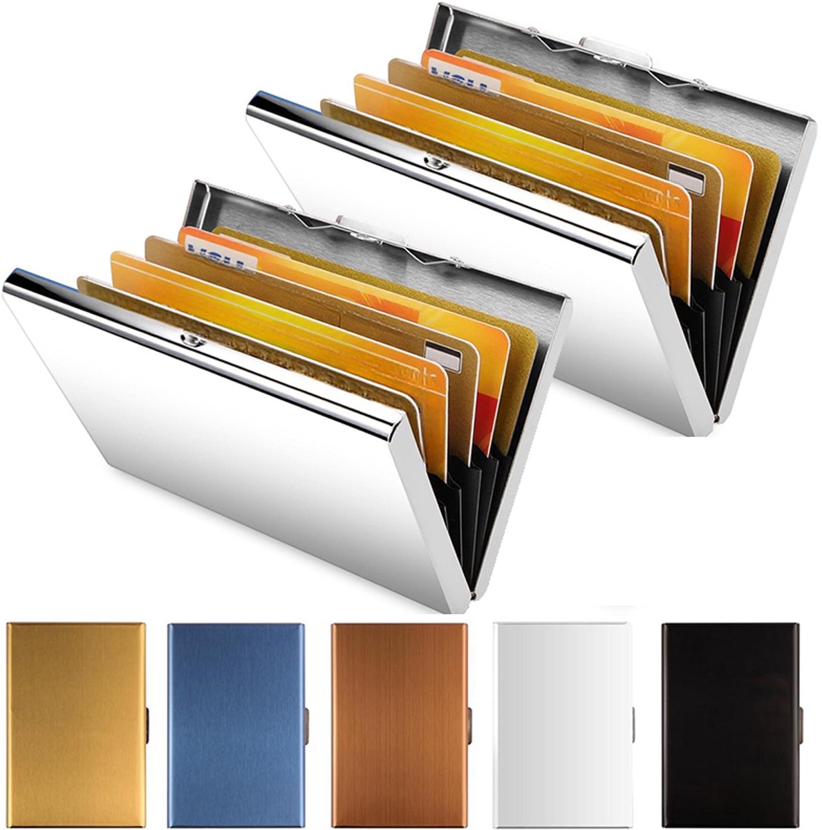 Creditcardhouder, 2 stuks RFID-blokkerende creditcardhouder van aluminium,