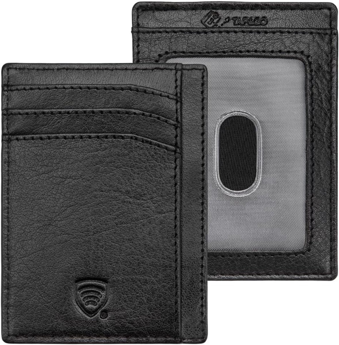 Slanke portemonnee met RFID en NFC blokkering van echt leer voor heren