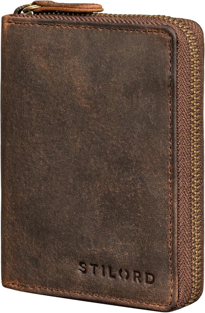 Leren Portemonnee Heren Compact RFID & NFC Beveiliging | Kaarthouder met Muntvak