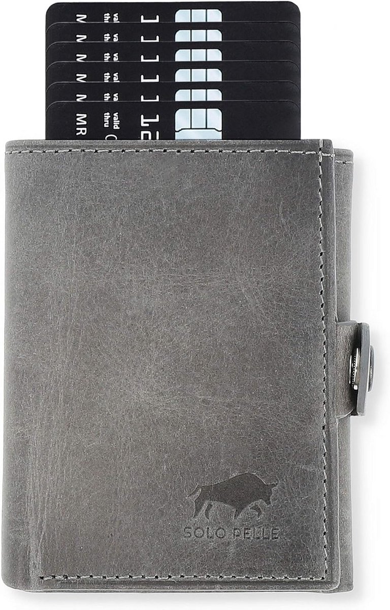 Slim Wallet van Echt Leer met Muntvak en 12 Kaartsleuven | RFID & NFC