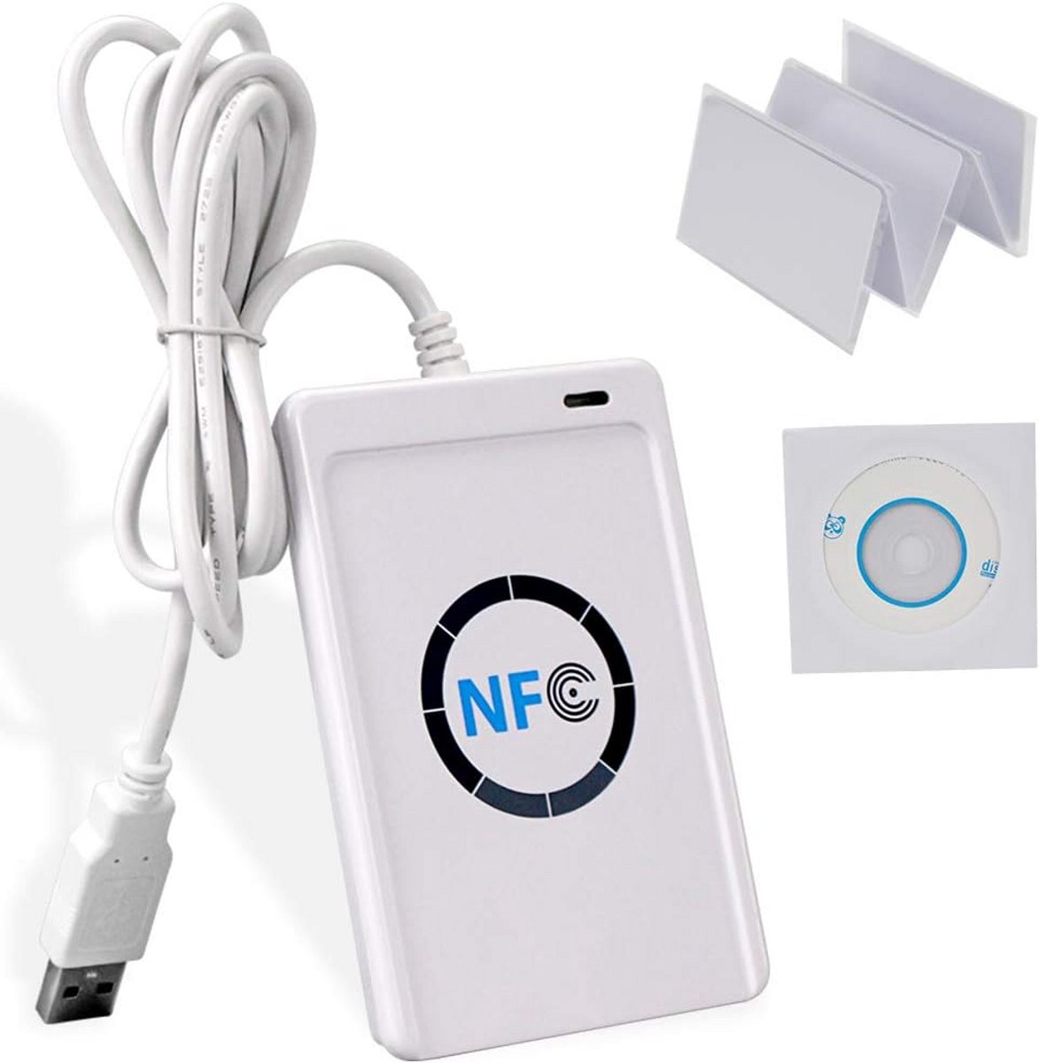 NFC RFID Kaartlezer Schrijver 13,56 MHz met USB en 5 M1 S50 Kaarten